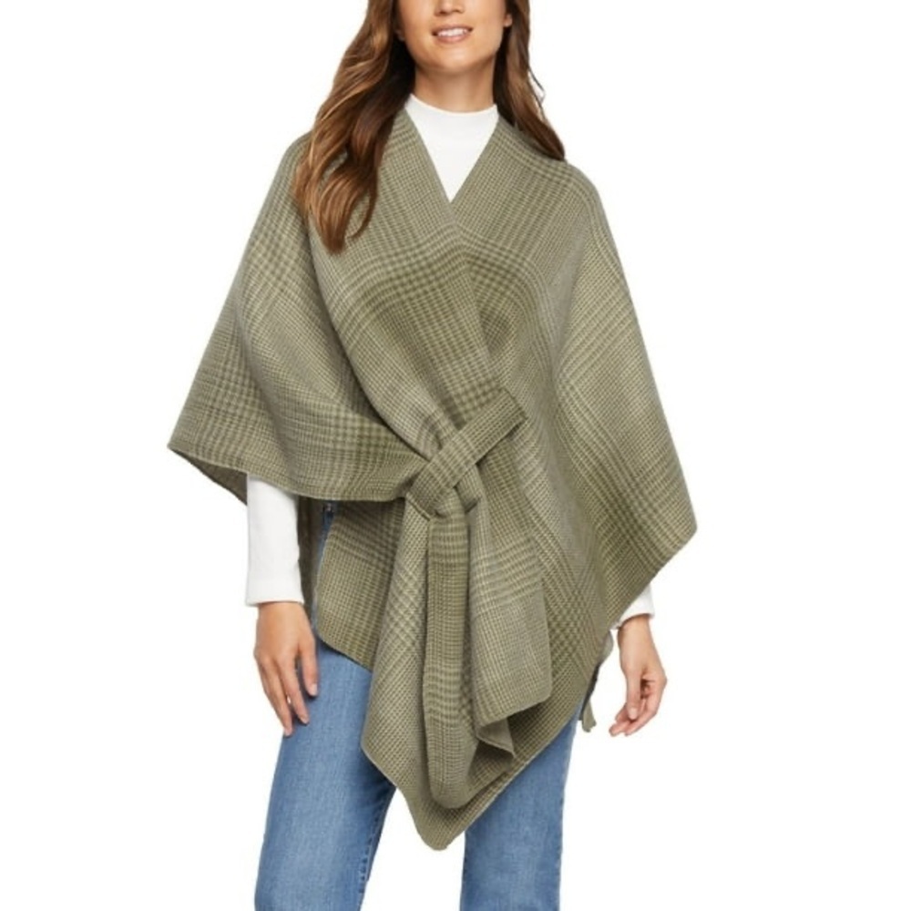 NWT Woolrich Reversible Wrap Green Plaid Lux Warmth One Size Gift Cozy Shawl - Picture 2 of 7